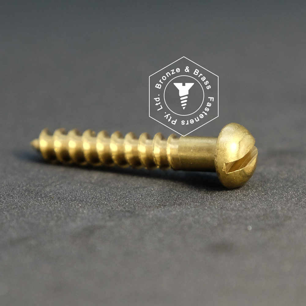 0517 - 111140 - Brass Wood Screw Slotted Round Head- 14g x 25mm