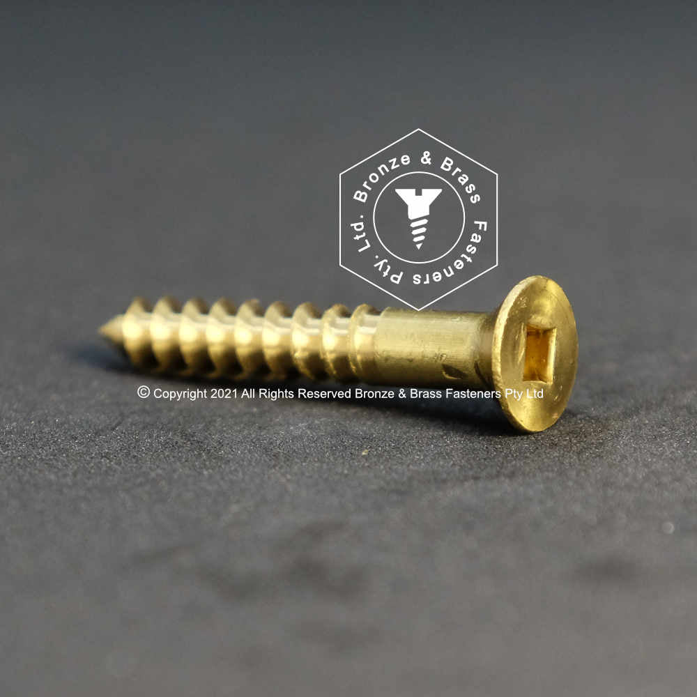 0805 - 111307 - Brass Wood Screw Square Drive Flat Head- 8g x 25mm