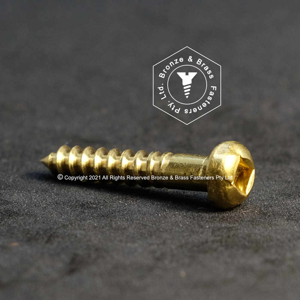 0865 - 111404 - Brass Wood Screw Square Drive Round Head- 10g x 63mm