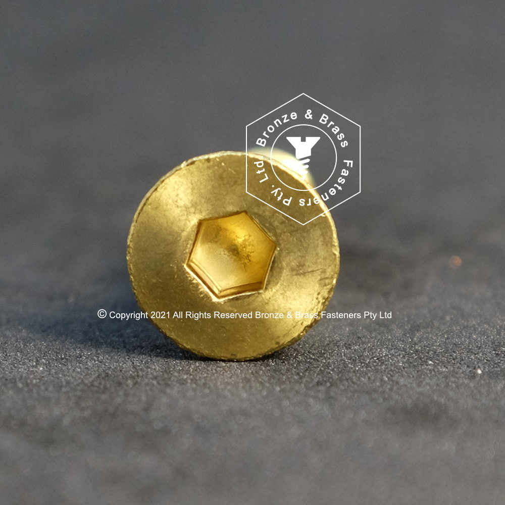 1377 - 113748 - Brass Machine Screw Hex Socket Flat Head- M3-0.5 x 15 mm