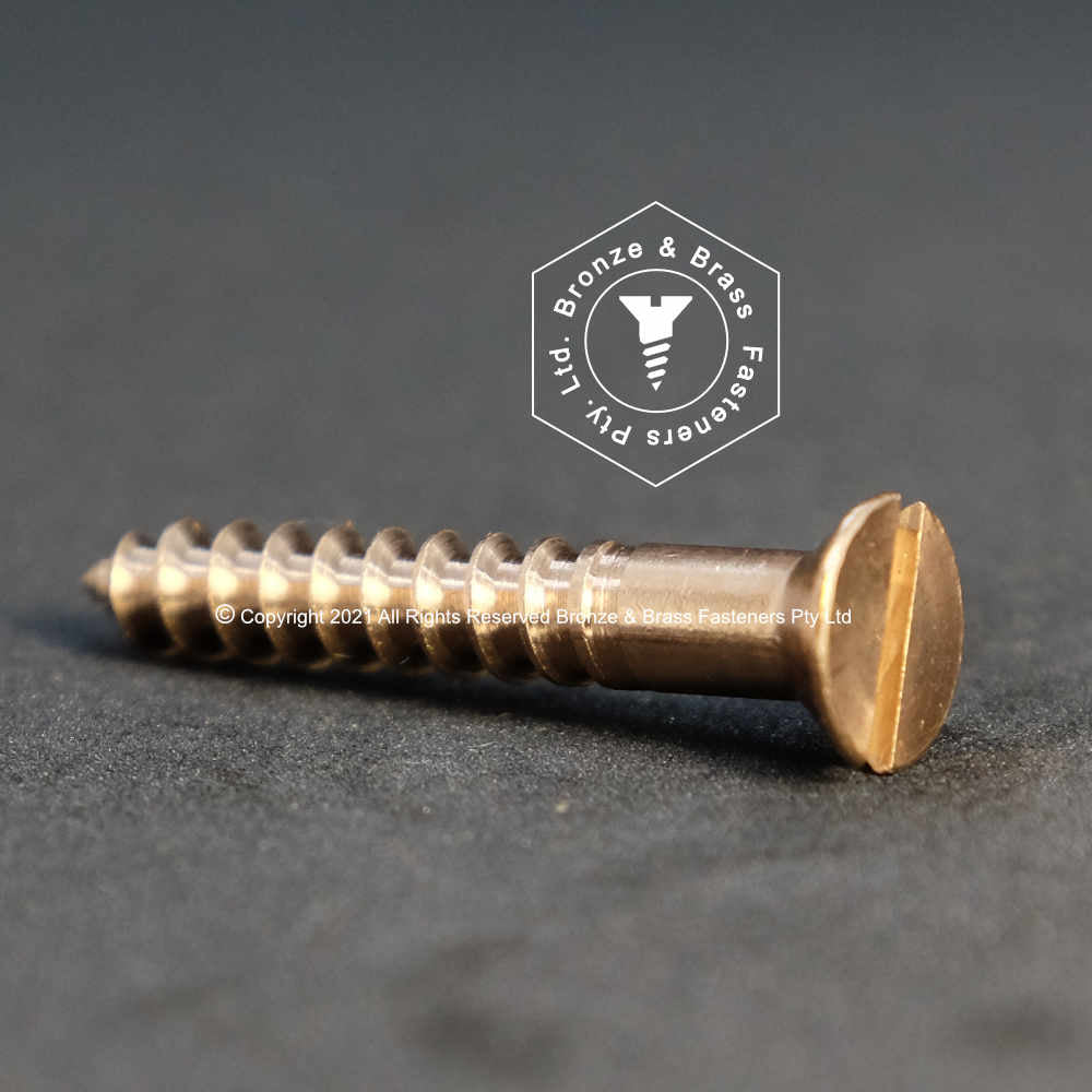 2245 - 131032 - Silicon Bronze Wood Screw Slotted Flat Head- 14g x 63mm