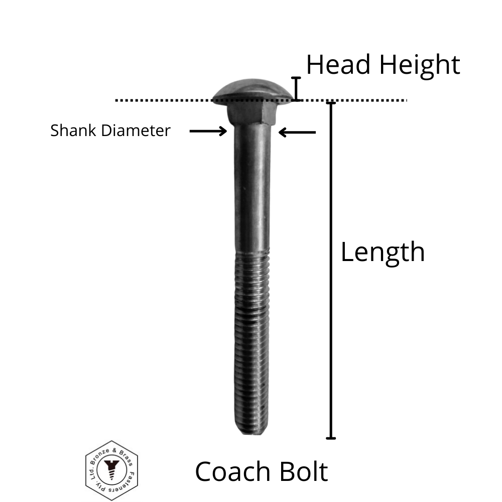 1260 - 115853 - Brass Coach Bolt- 5/16 - 18 UNC x 2 1/2" (Part Thread)